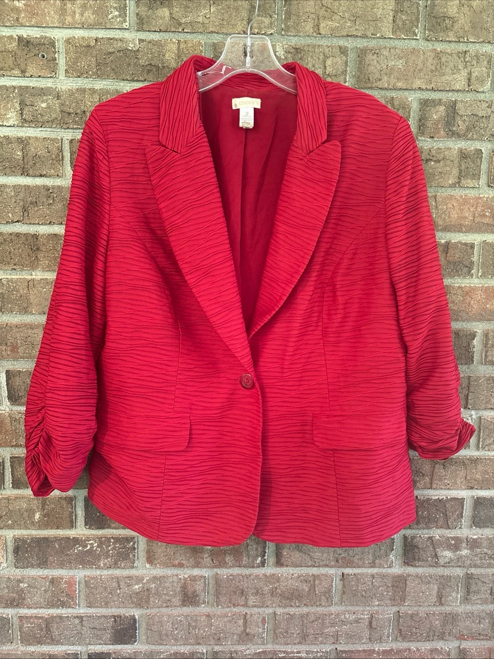 Chico's Red Textured Single-Button Blazer size 2